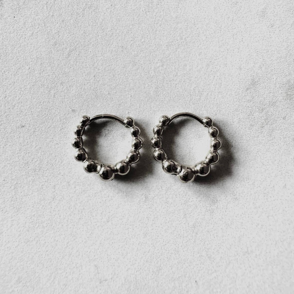 Mini bead hoop earrings