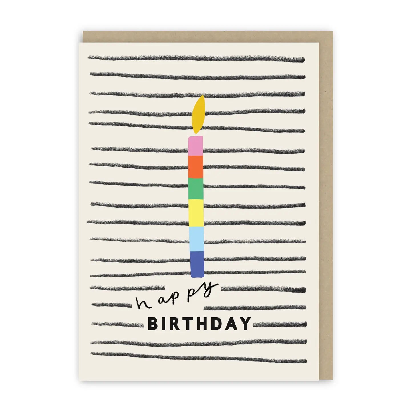 Happy Birthday candle stripy card