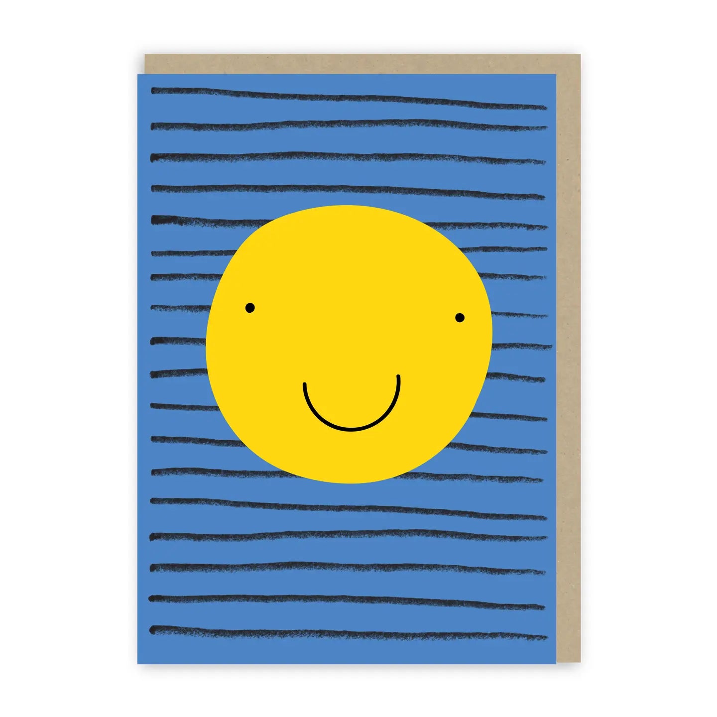 Smiley face stripy blue card