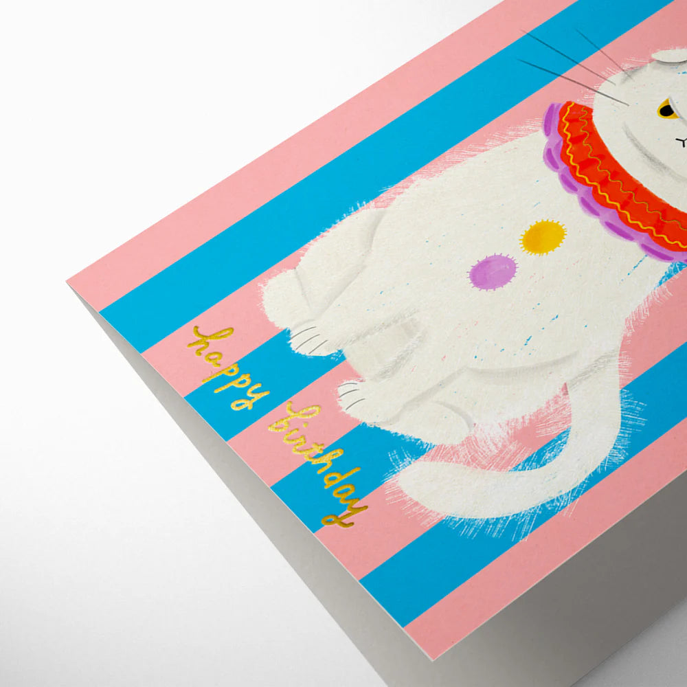 Clowny the cat birthday card