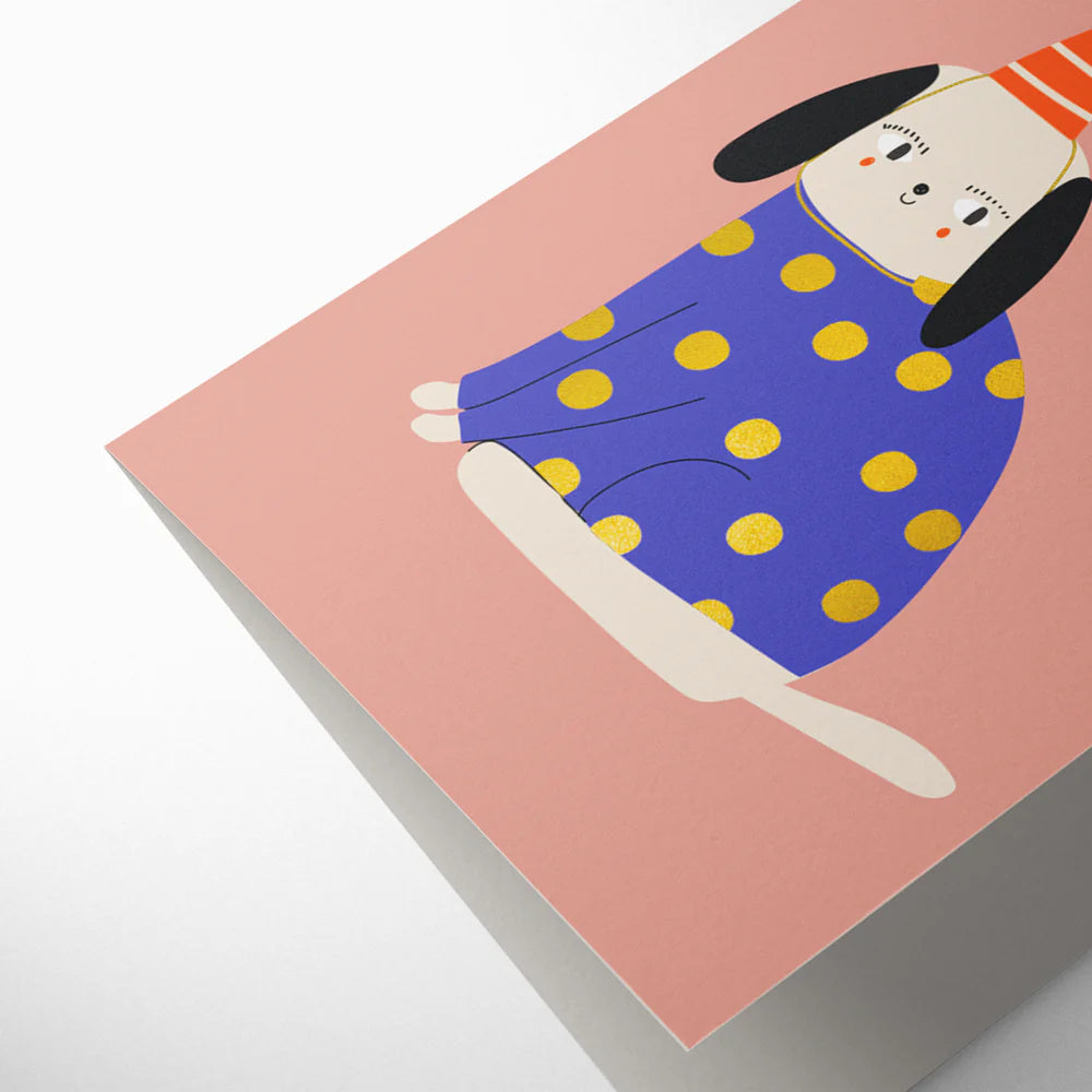 Dog in a party hat birthday card