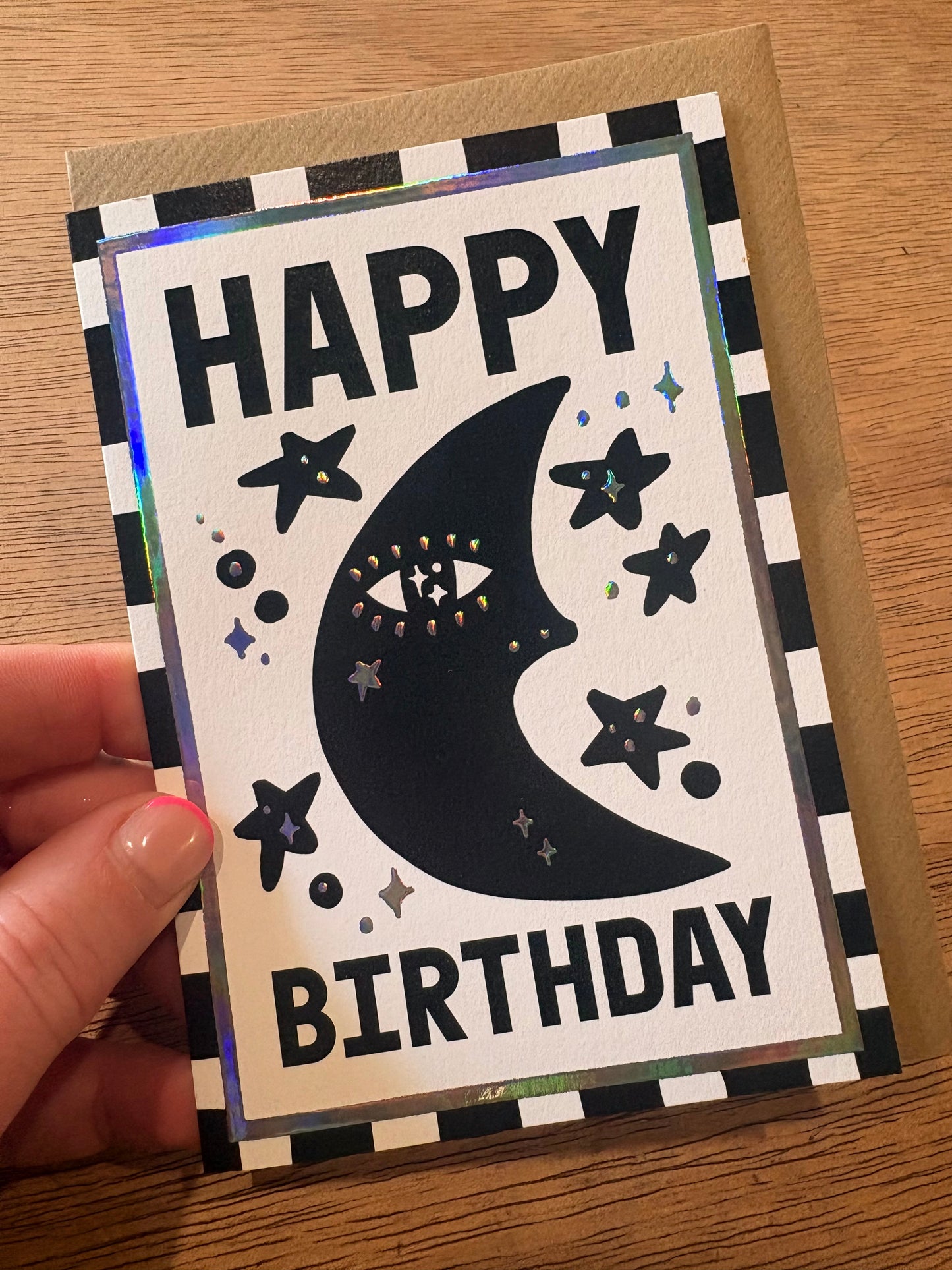 Moon happy birthday card