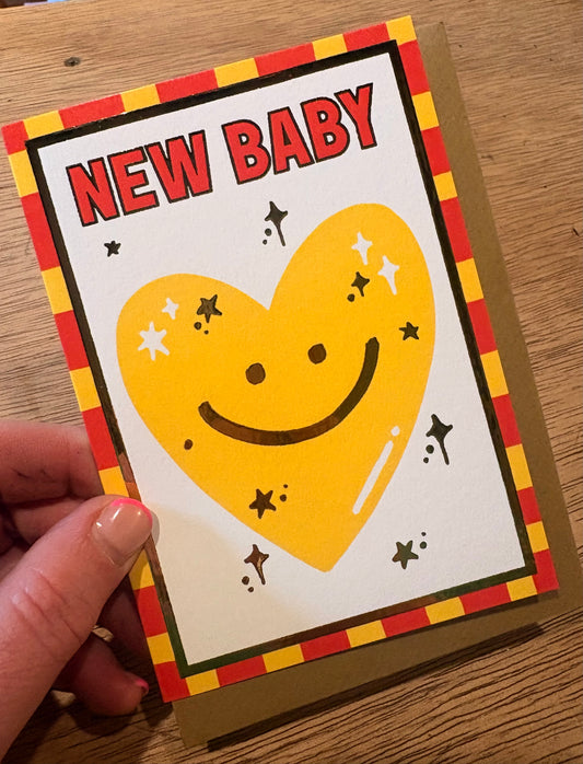 New baby yellow heart card