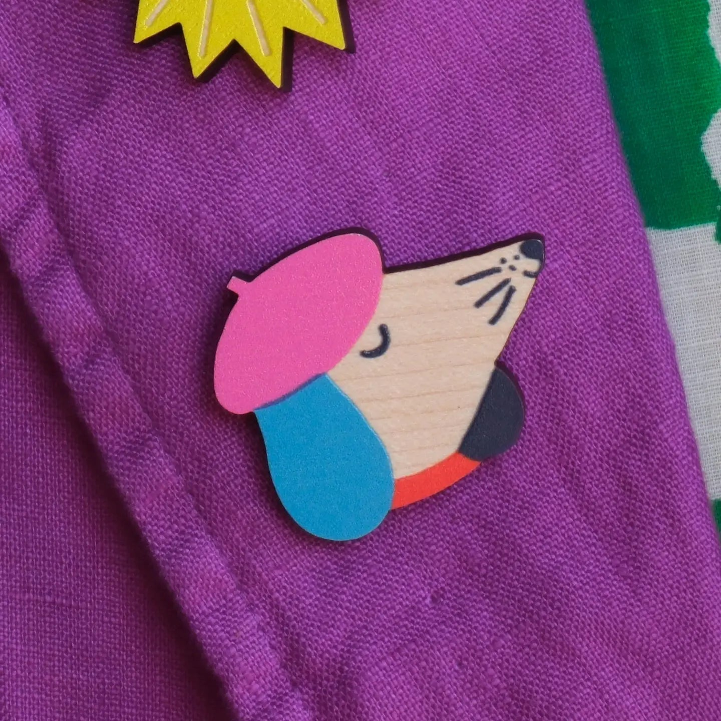 Wooden pin badge