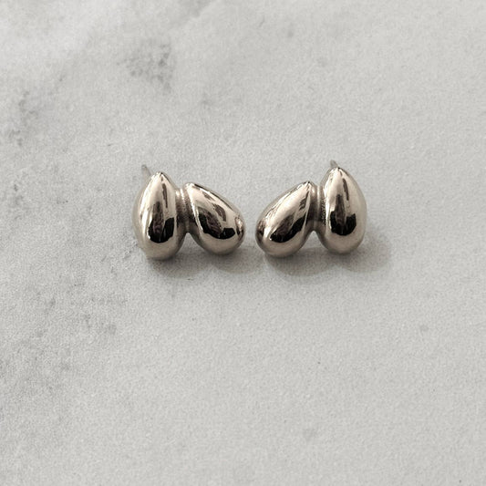 Double drop silver stud earrings