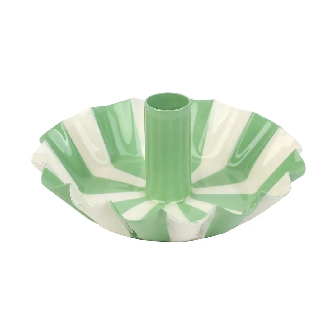 Candy stripe scallop edge candleholder