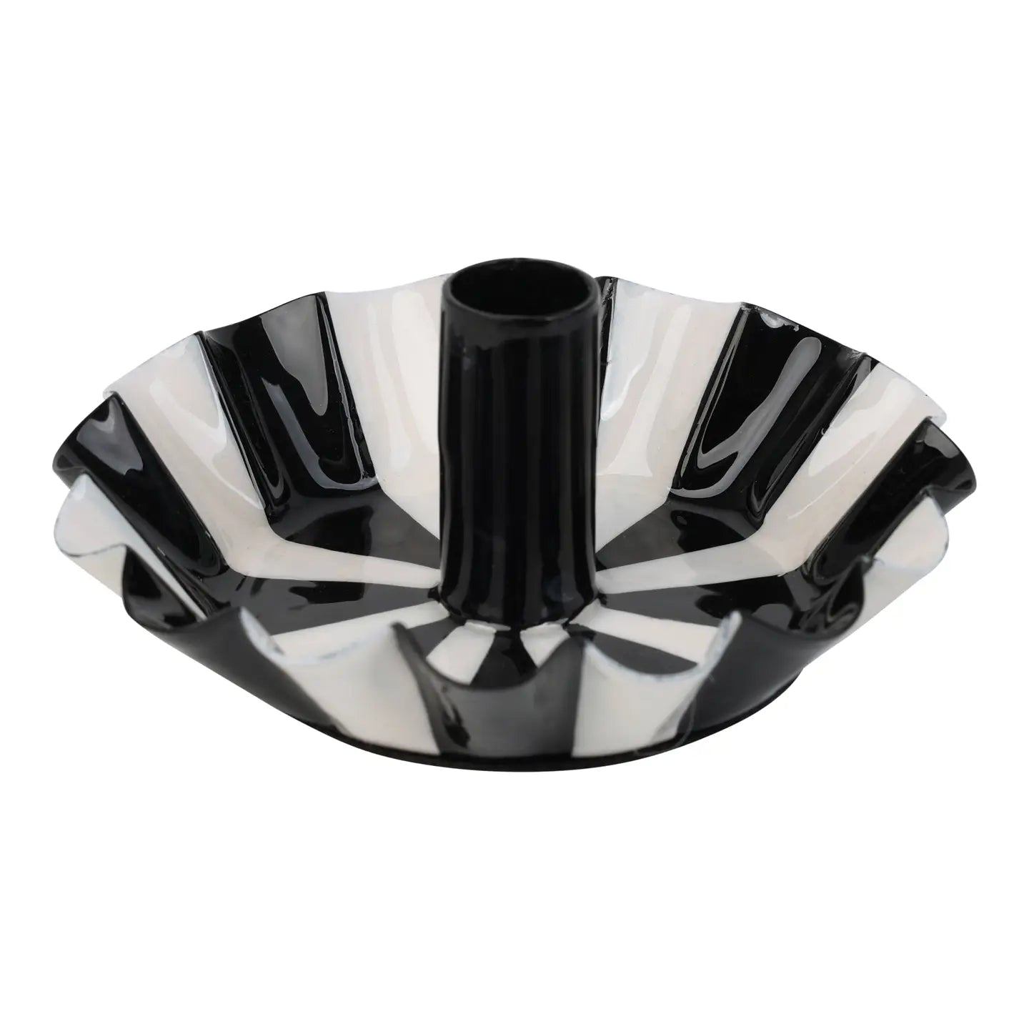 Candy stripe scallop edge candleholder