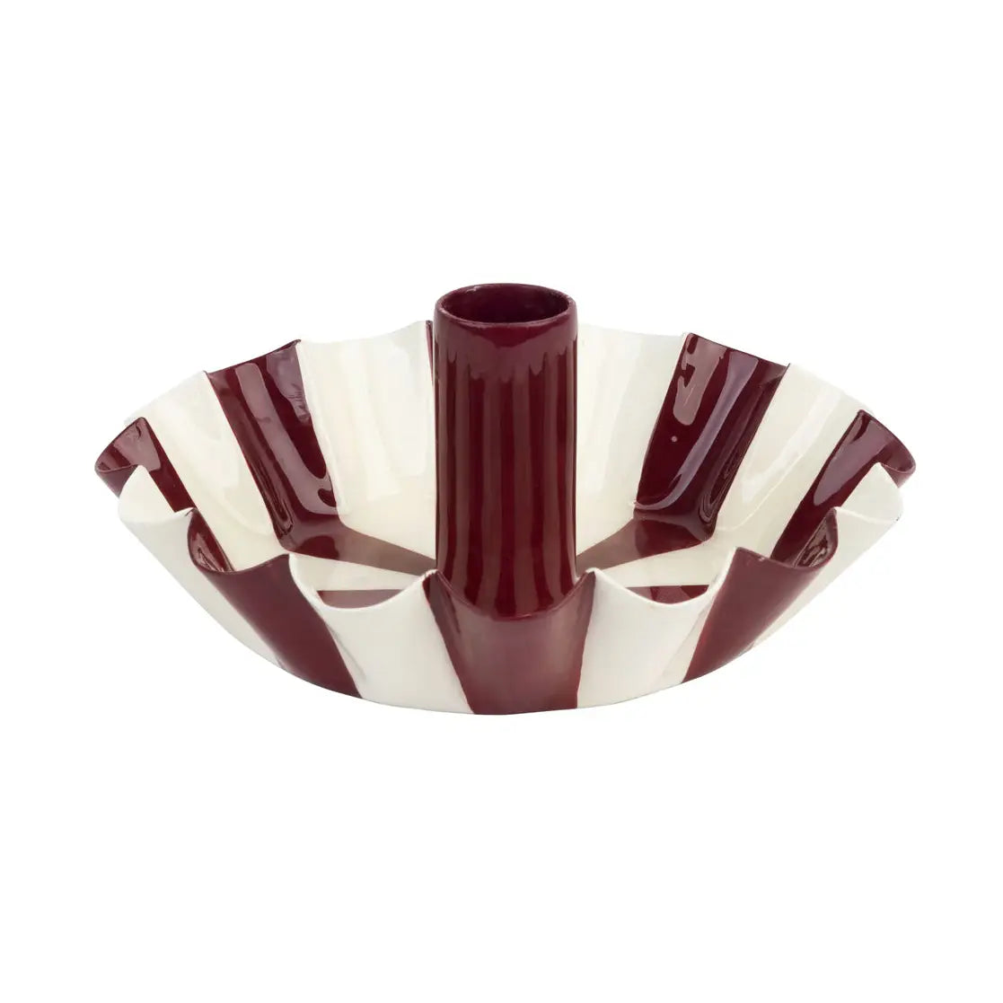 Candy stripe scallop edge candleholder