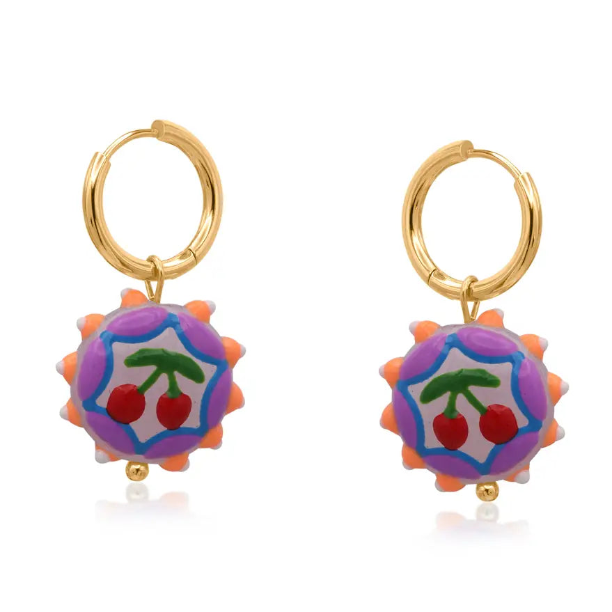 Round charm earrings
