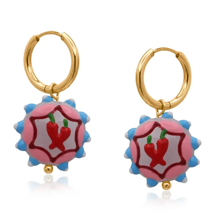 Round charm earrings