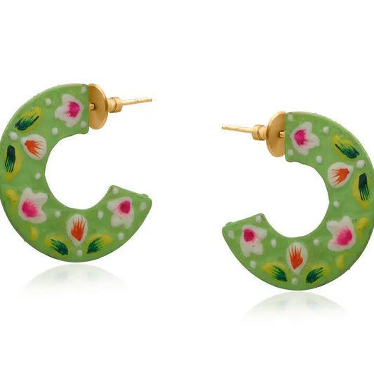 Pallavi hand-painted hoop earrings