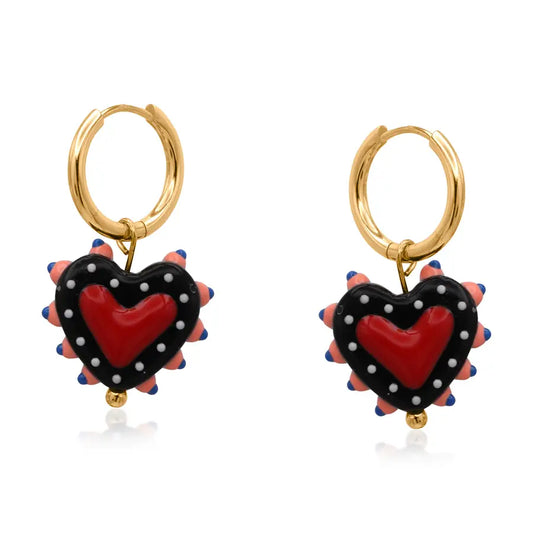 Heart charm earrings
