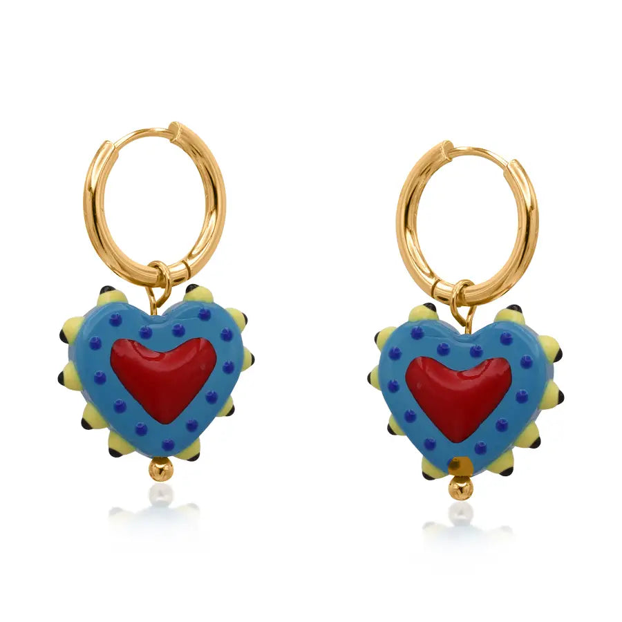 Heart charm earrings