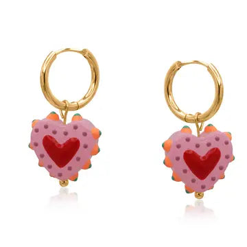 Heart charm earrings