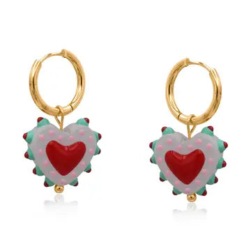 Heart charm earrings