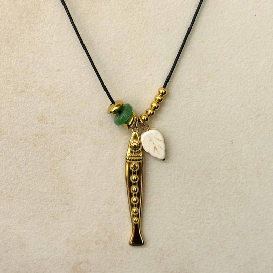 Sardine fish charm necklace