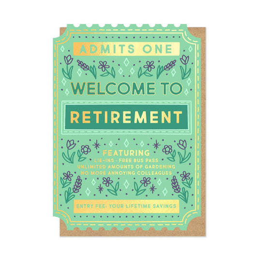 Retirement ticket greetings card