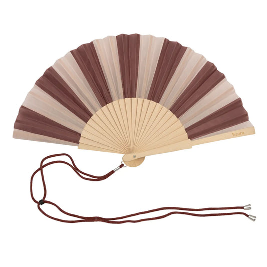 Brown and beige striped fan