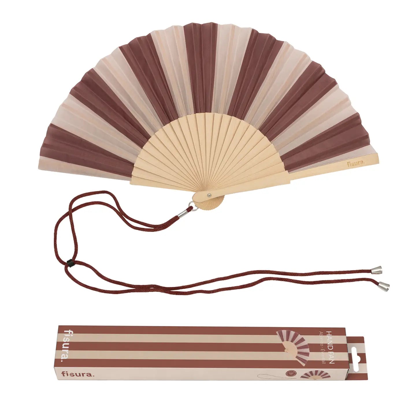 Brown and beige striped fan