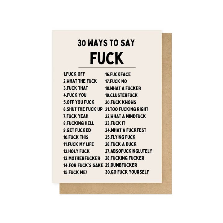30 ways to say fuck greetings card