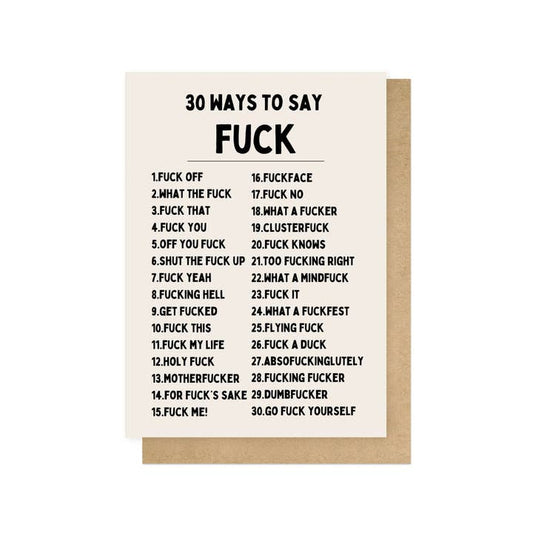 30 ways to say fuck greetings card
