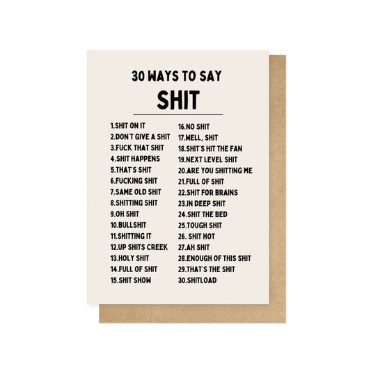 30 ways to say shit greetings card