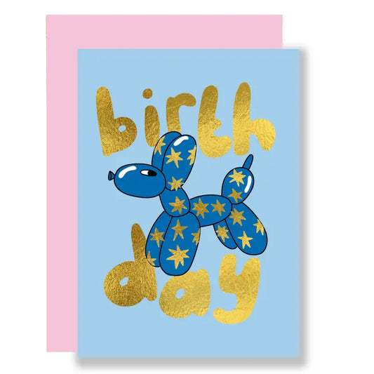 Balloon dog birthday mini card
