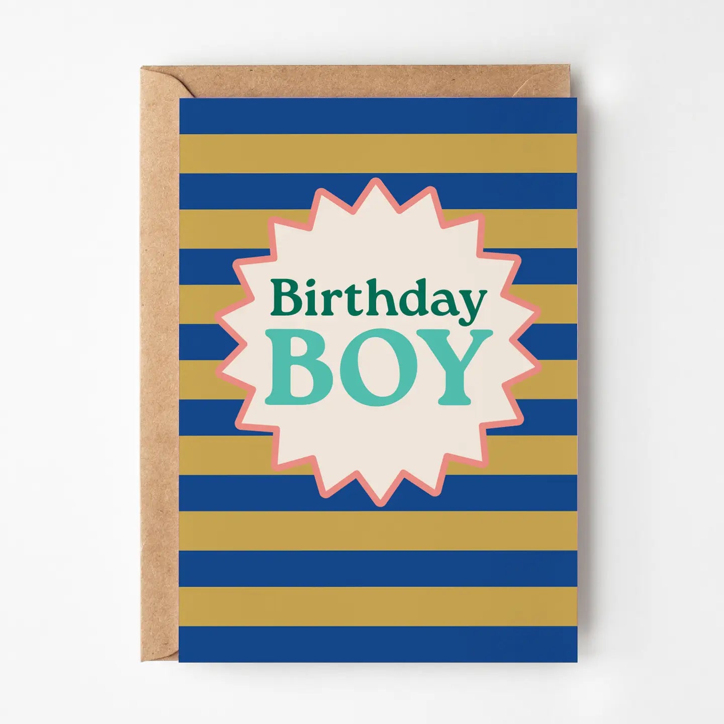 Birthday boy stripy card