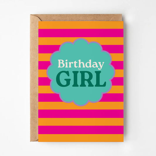 Birthday girl stripy card