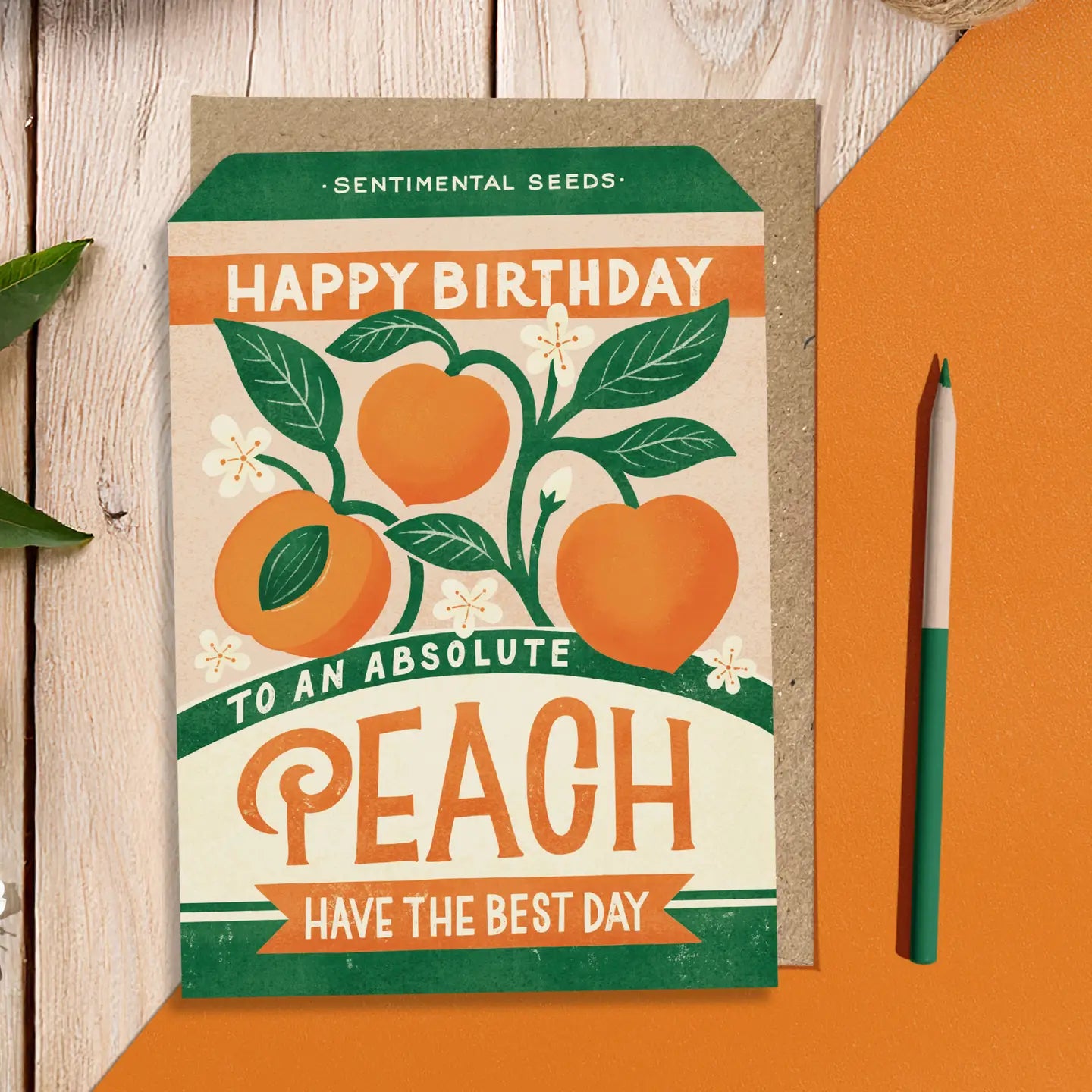 Peach happy birthday card - Sentimental seeds