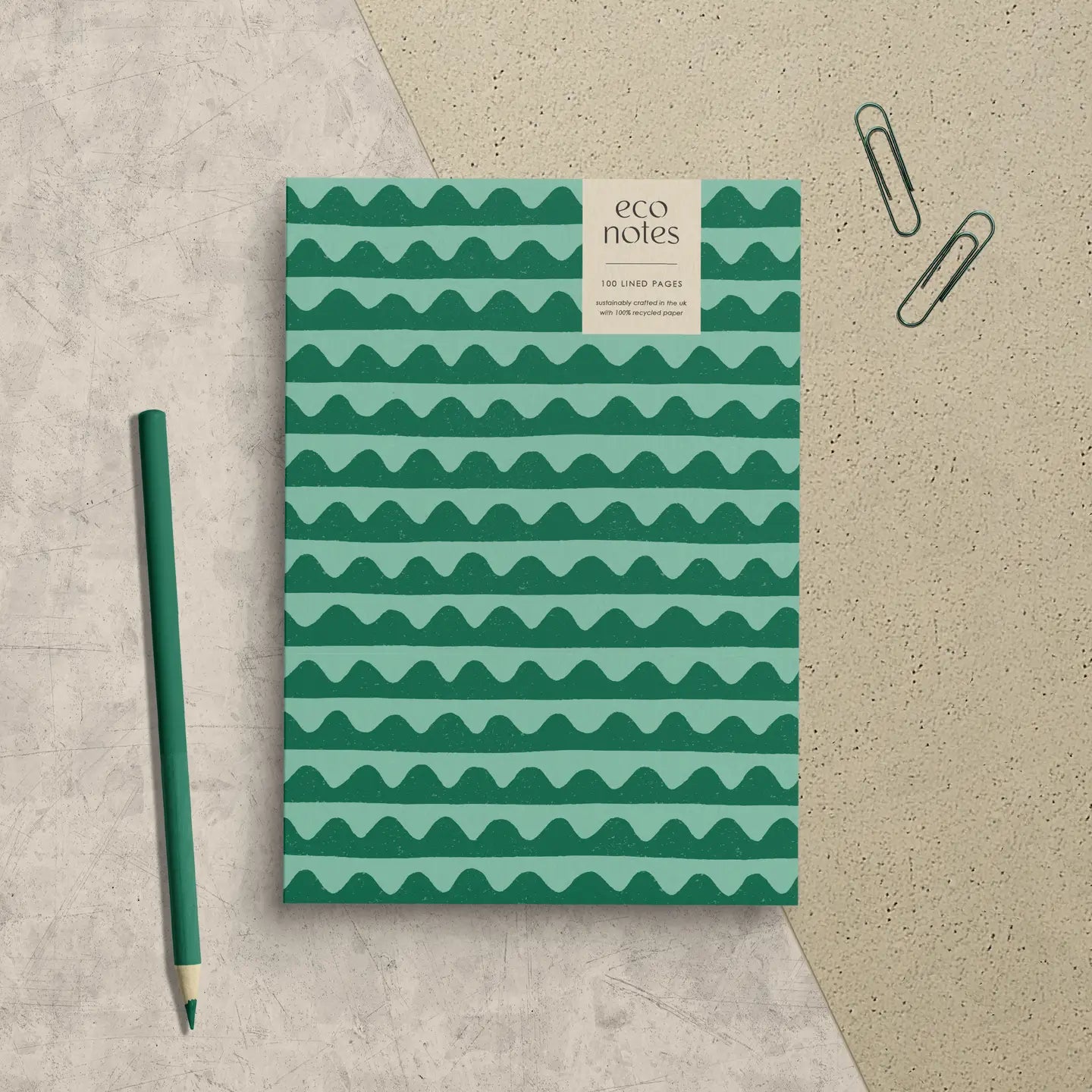 Green and turquoise waves notebook