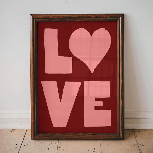 Love heart typography A3 print