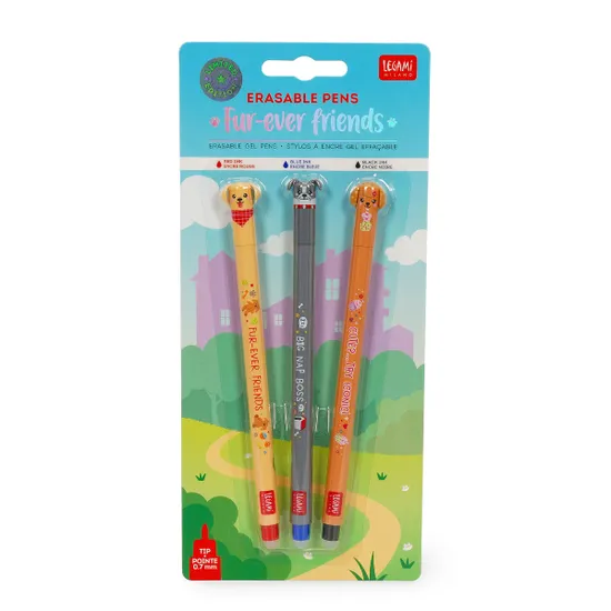 Legami set of 3 erasable pens - dogs