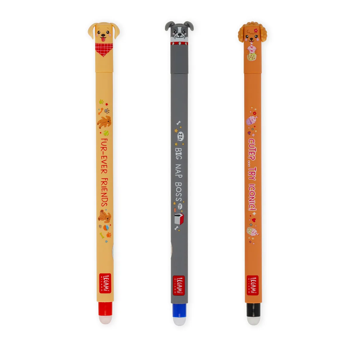Legami set of 3 erasable pens - dogs