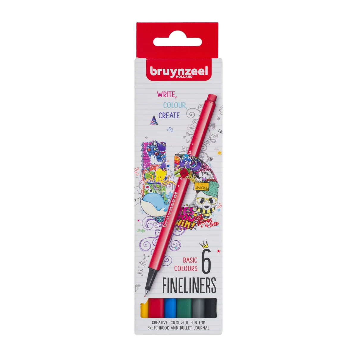 Set of 6 coloured fineliners