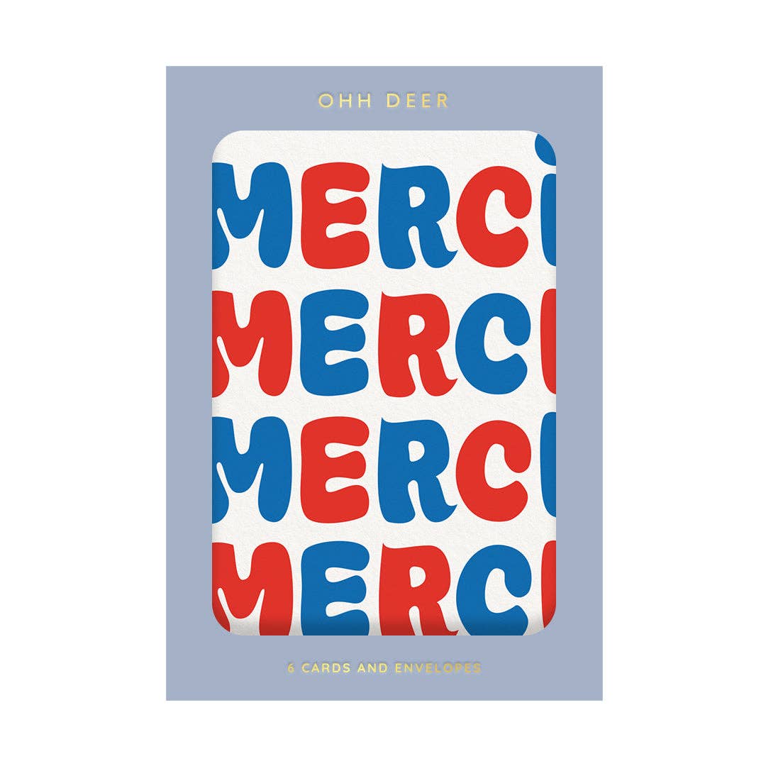 Set of 6 Merci thank you boxed cards