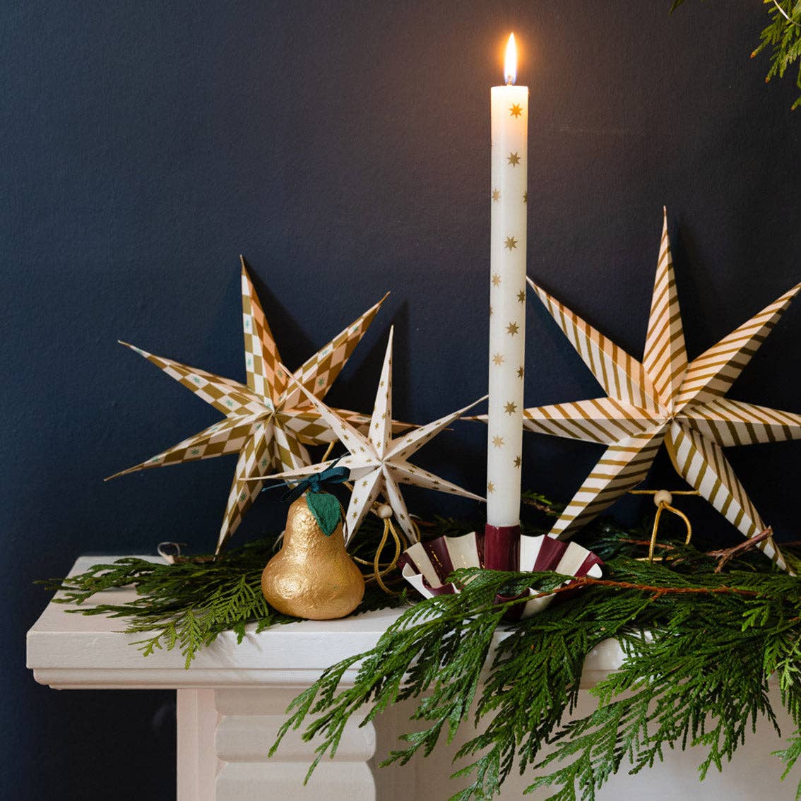 Gold star tall candles