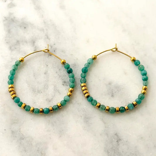 Lagoa green bead hoop earrings