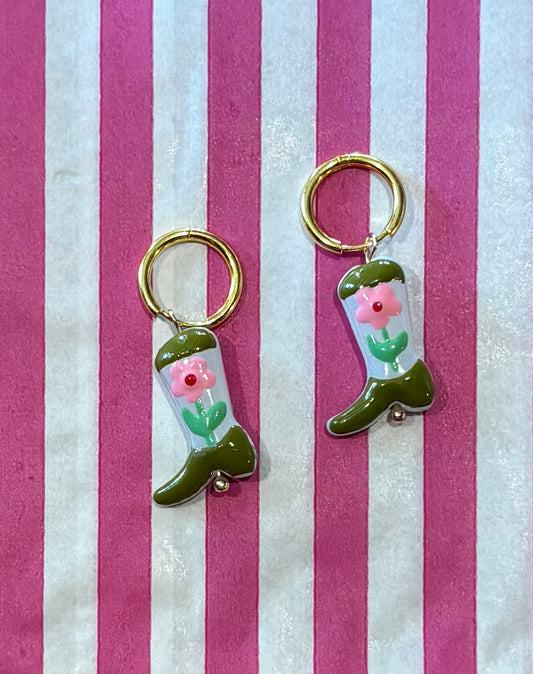 Cowboy boot charm earrings