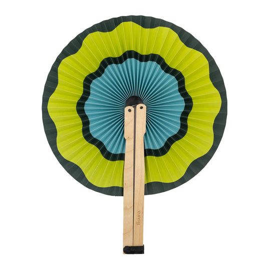 Round fan - green waves