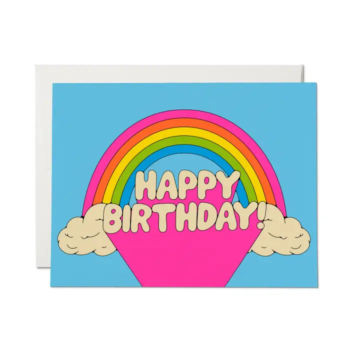 Neon rainbow happy birthday card