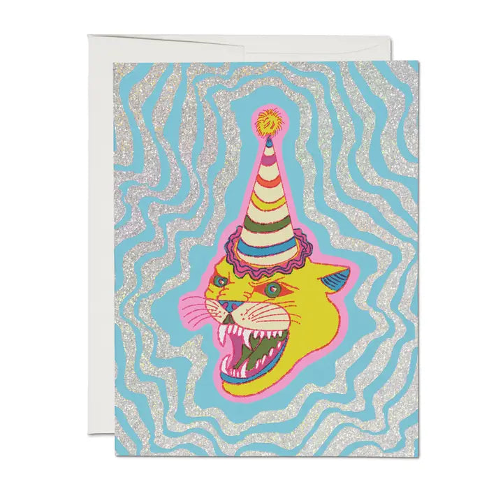 Party hat big cat card