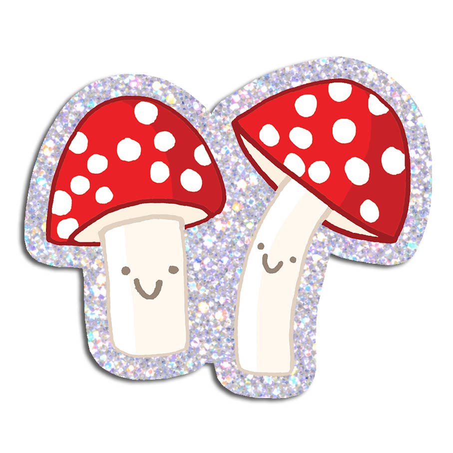 Glittery mushroom sticker