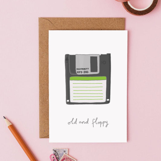 Old and floppy greetings card