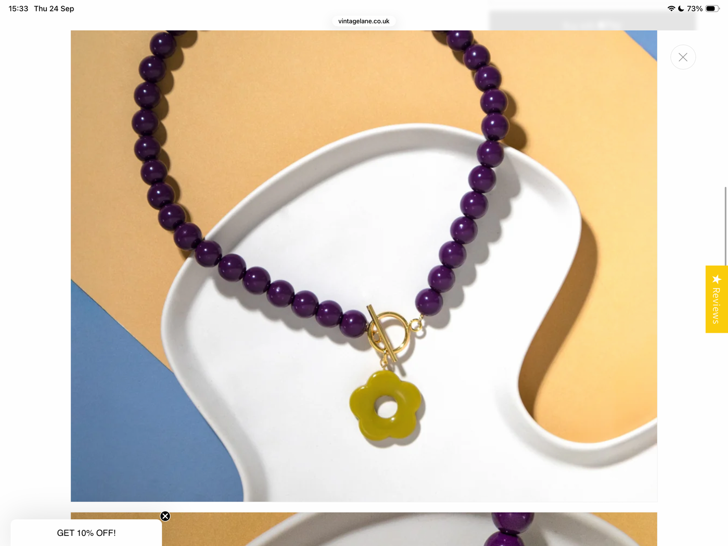 Aubergine bead and olive flower toggle necklace