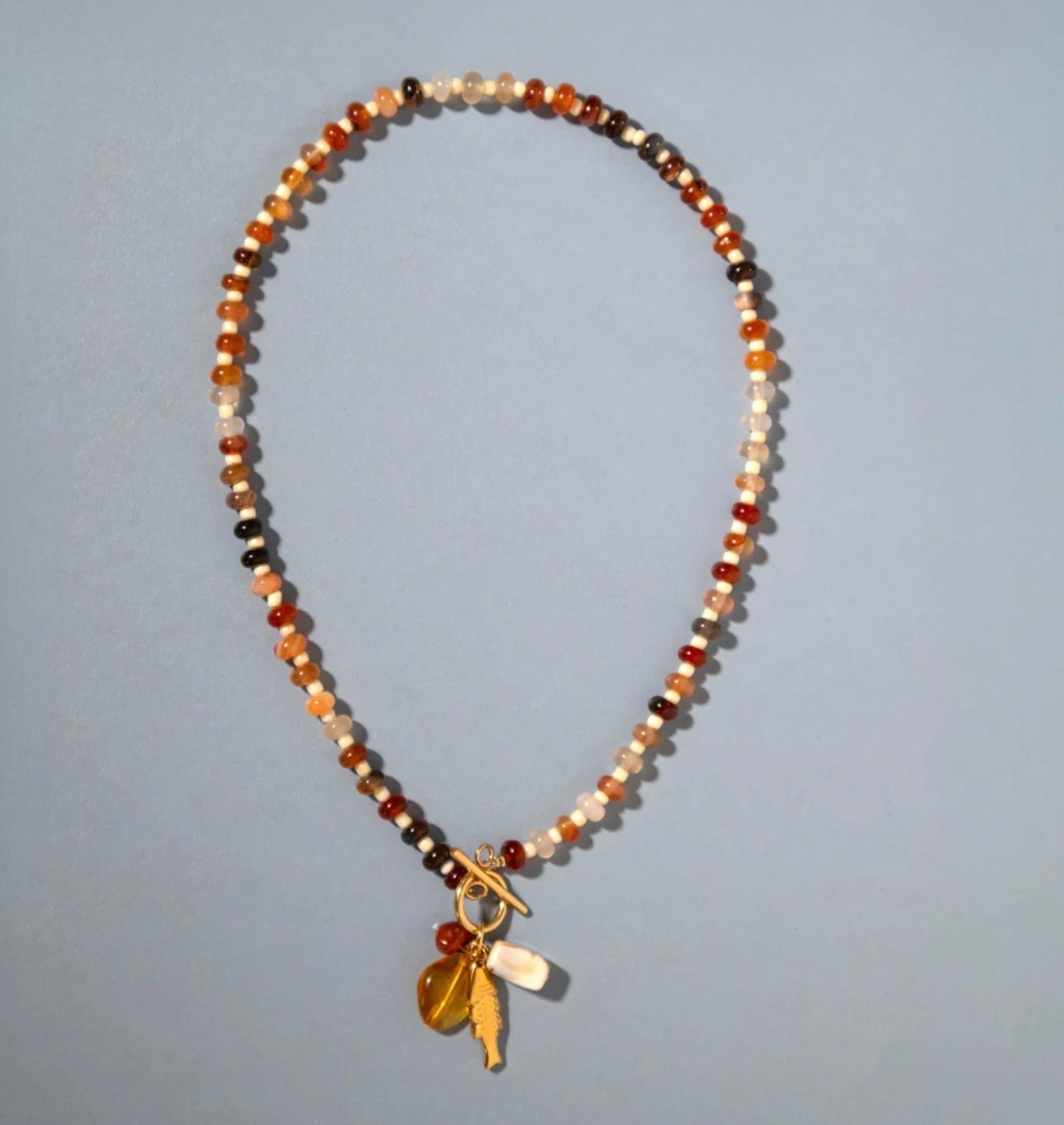 Amber gingham toggle necklace