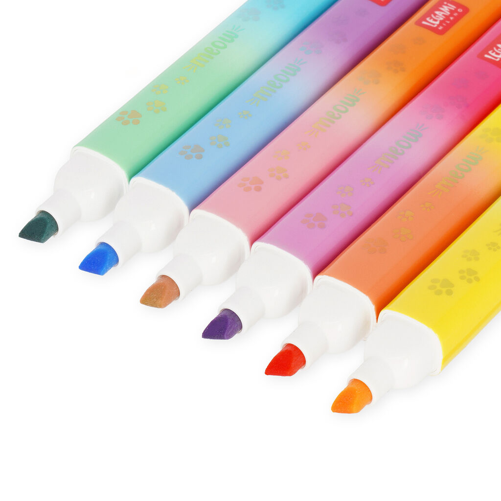 Meow set of 6 dual tip highlighters