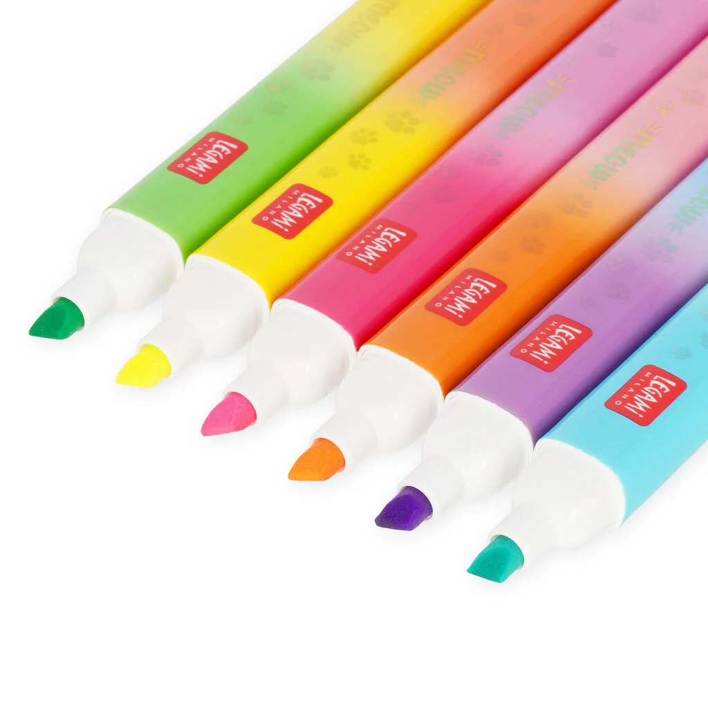 Meow set of 6 dual tip highlighters