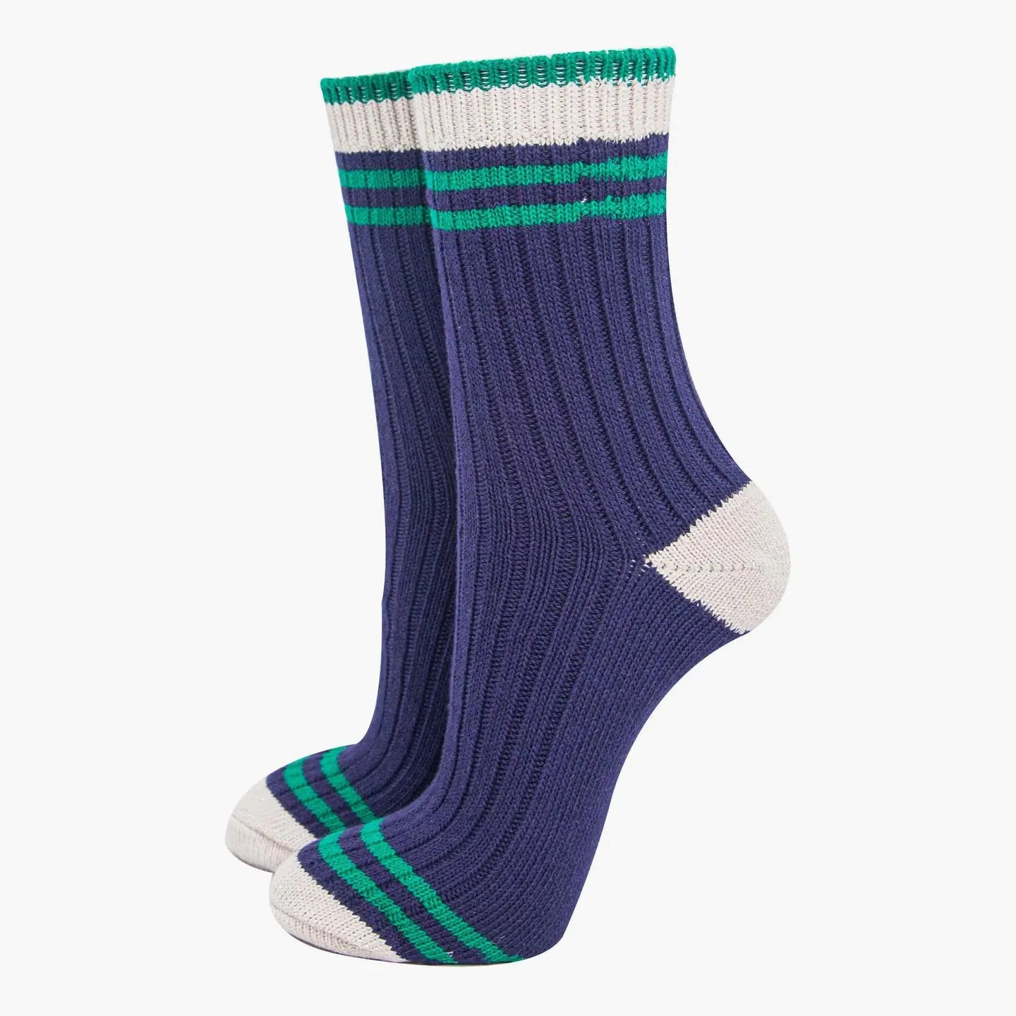 Mid-calf cotton striped cuff socks