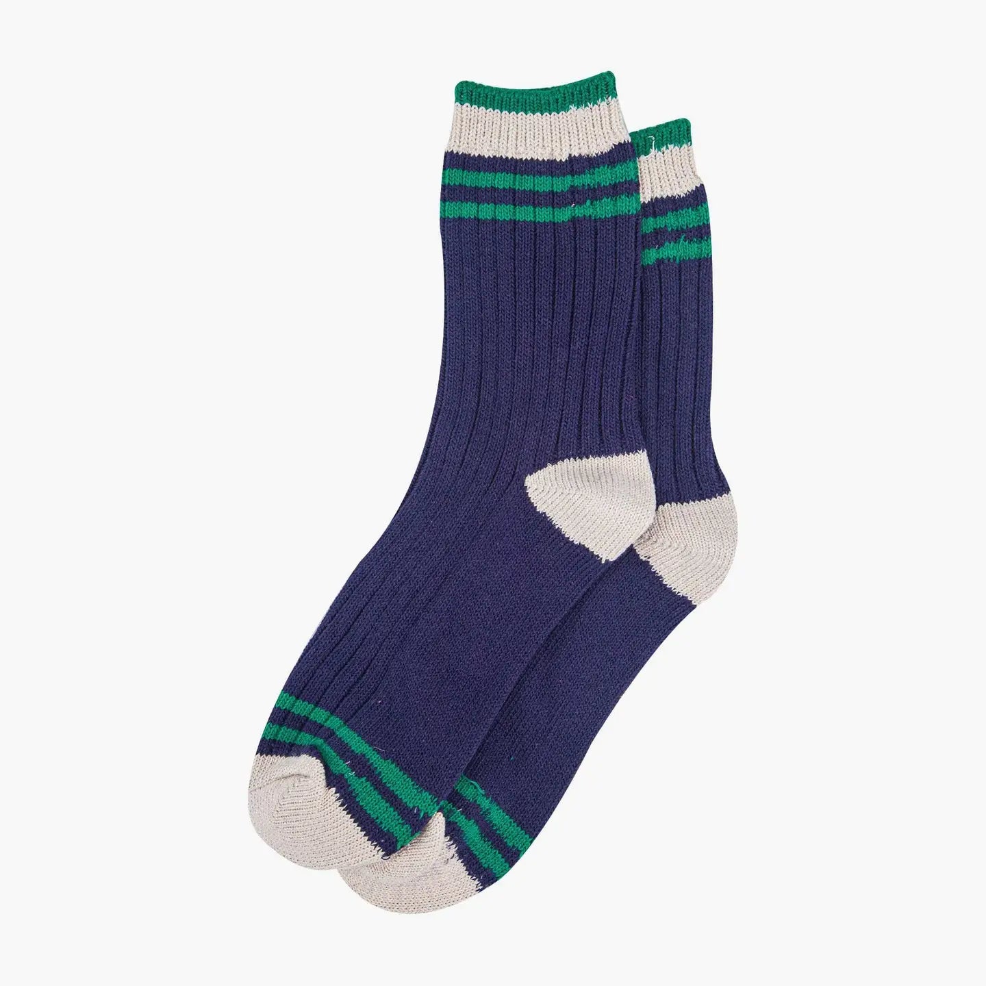 Mid-calf cotton striped cuff socks